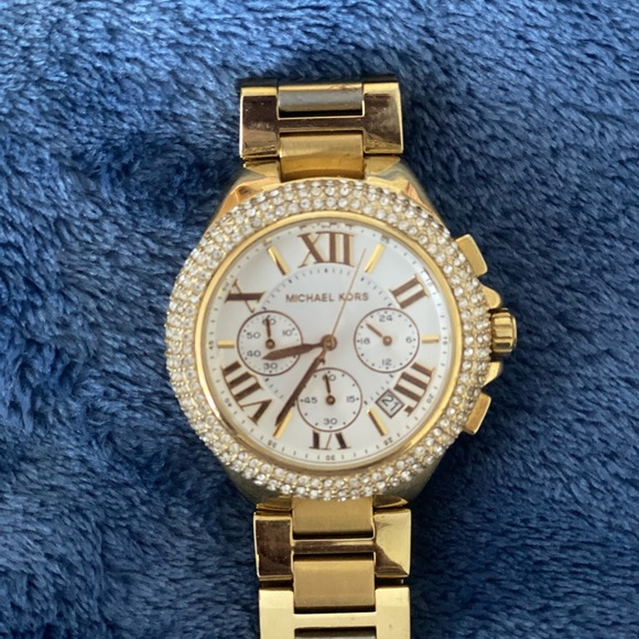 Michael Kors Gold and White Chronograph Watch - Picture 2 of 5